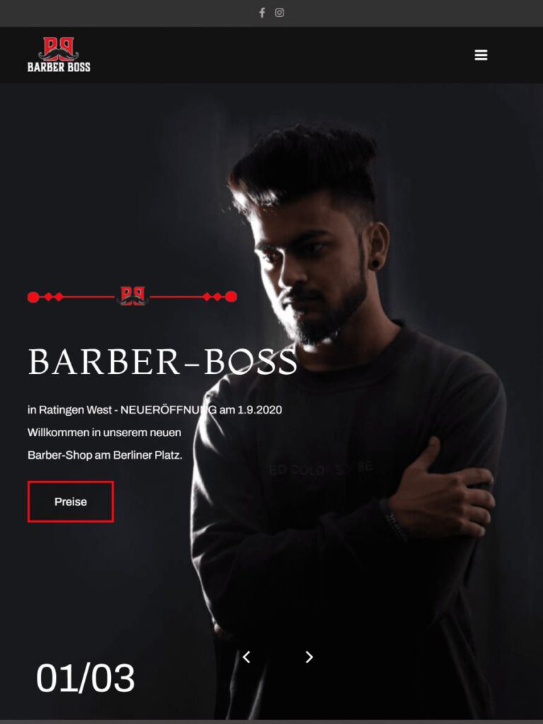 Homepage Webdesign Barber