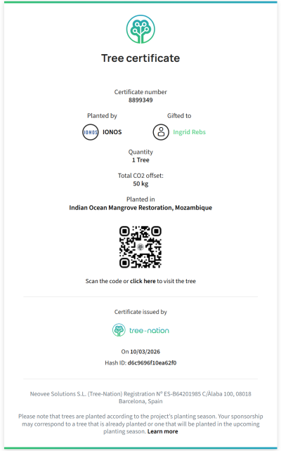 Baum-Zertifikat IONOS